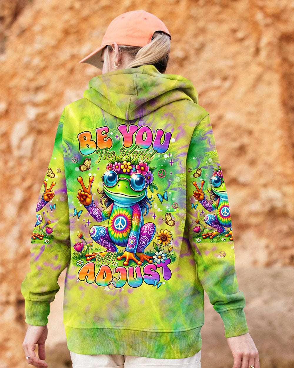BE YOU THE WORLD WILL ADJUST FROG TIE DYE ALL OVER PRINT  - TLNT2804253