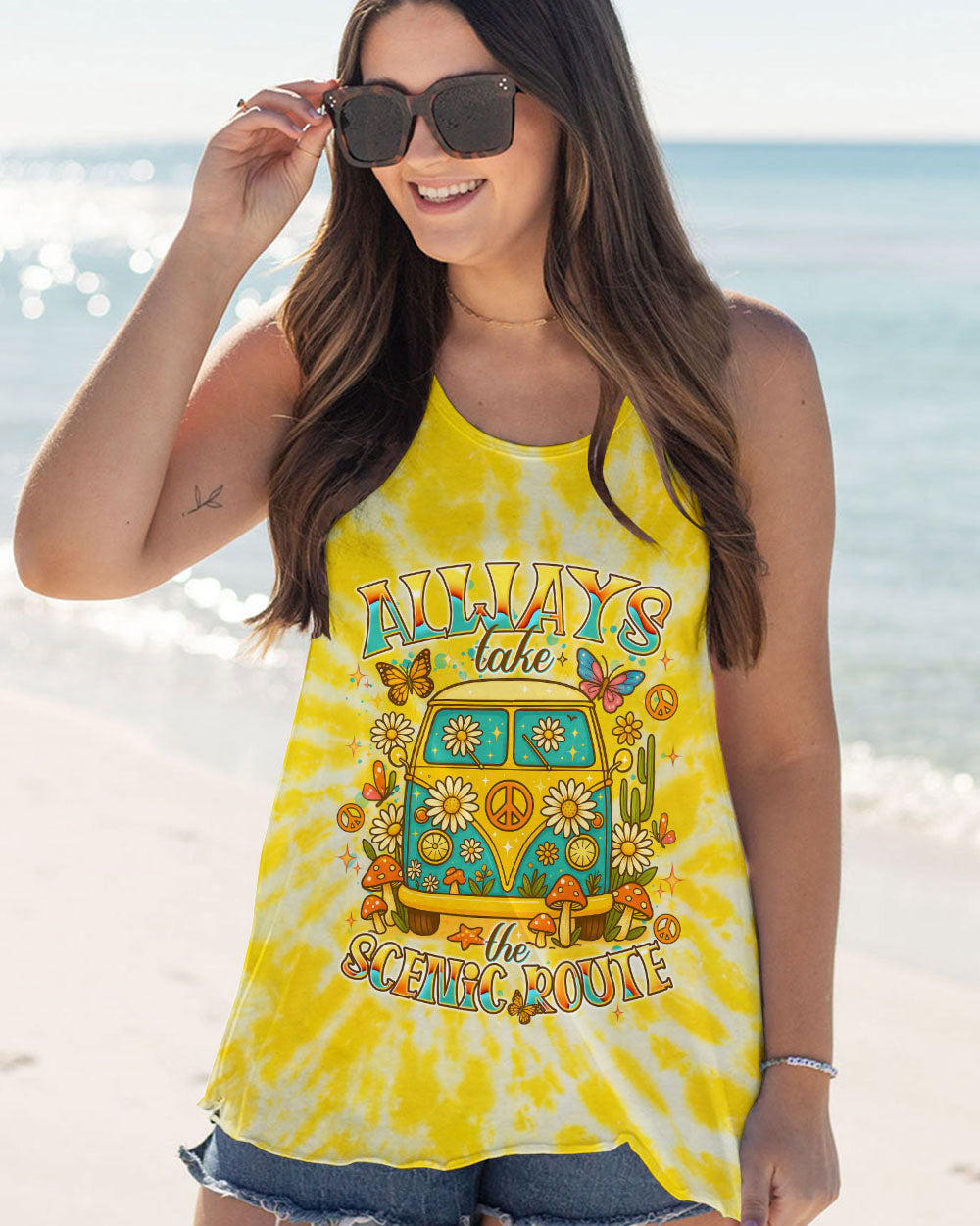 ALWAYS TAKE THE SCENIC ROUTE BUS TIE DYE ALL OVER PRINT - TLNT2806252