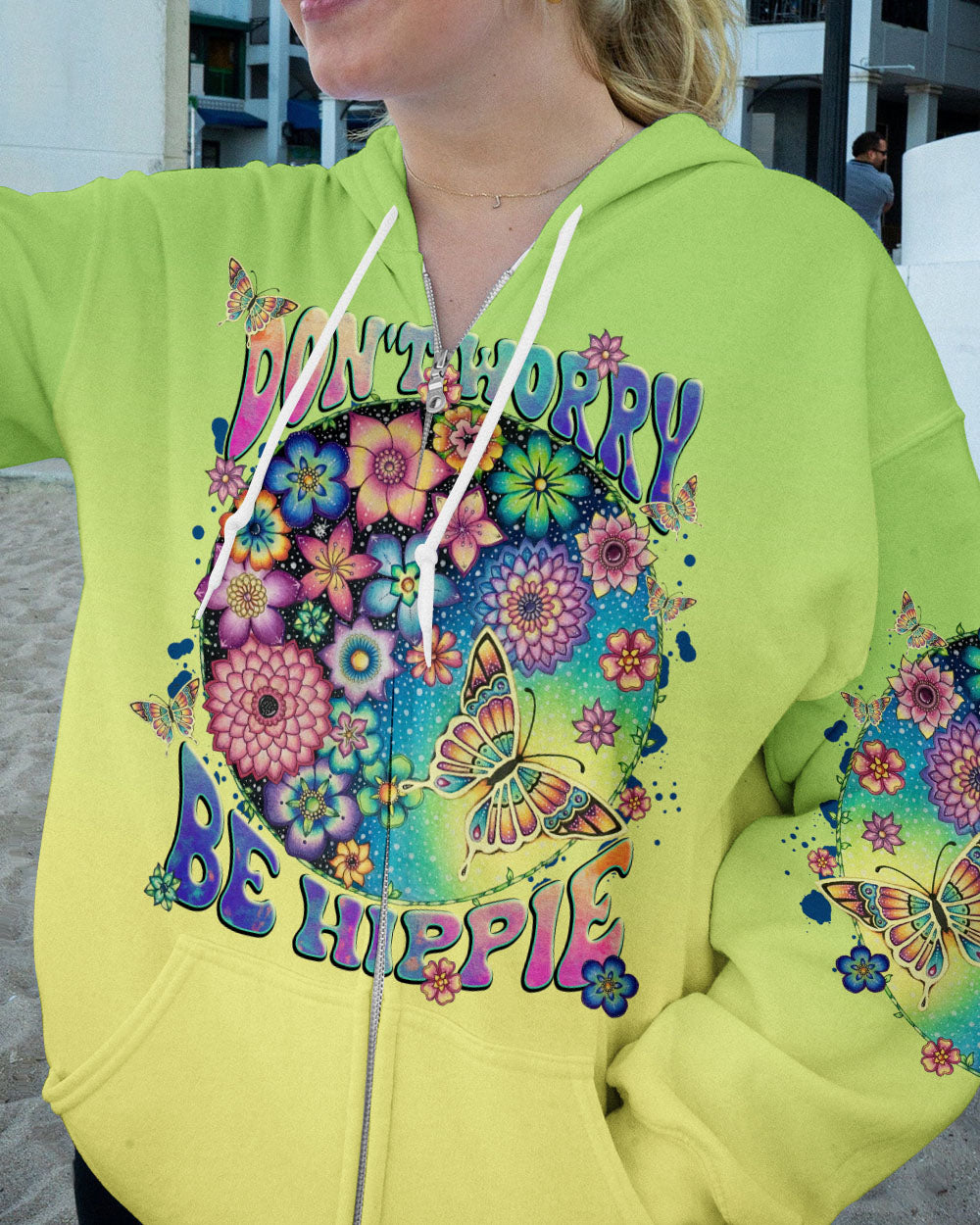 DON'T WORRY BE HIPPIE BUTTERFLY FLOWERS ALL OVER PRINT - TLNT2807231