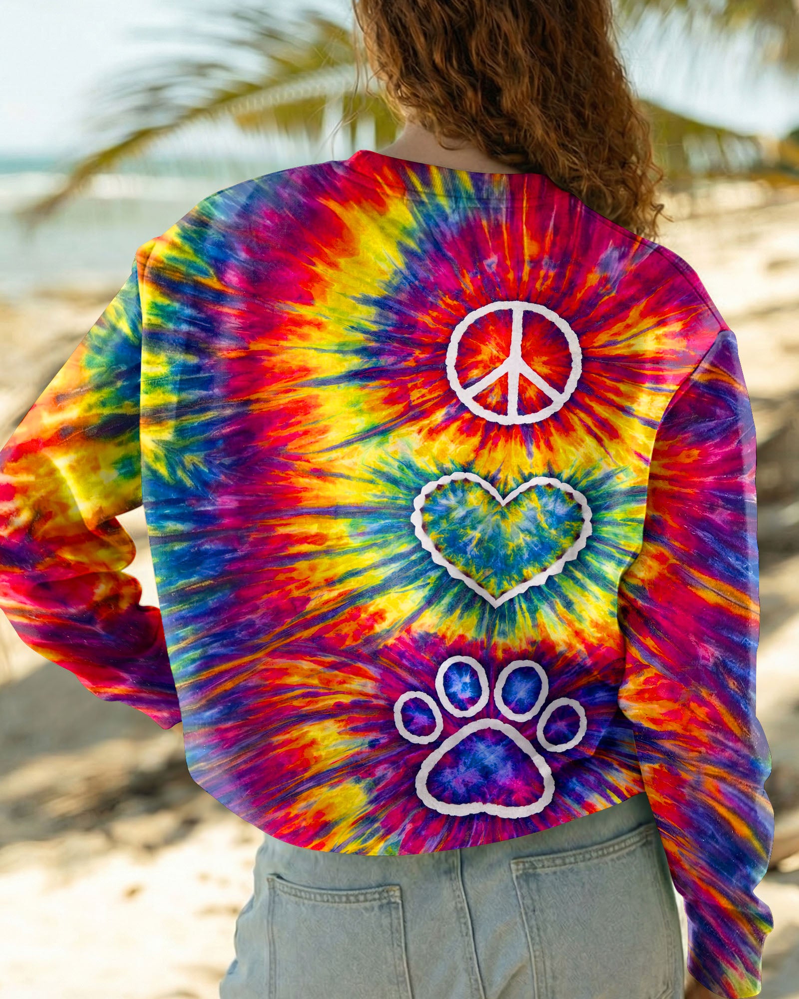 PEACE LOVE PAW PRINT COLORFUL SWIRL ALL OVER PRINT - TLNT3003262