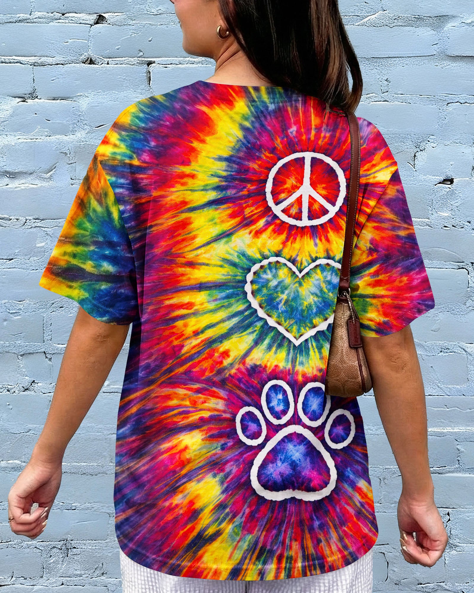 PEACE LOVE PAW PRINT COLORFUL SWIRL ALL OVER PRINT - TLNT3003262