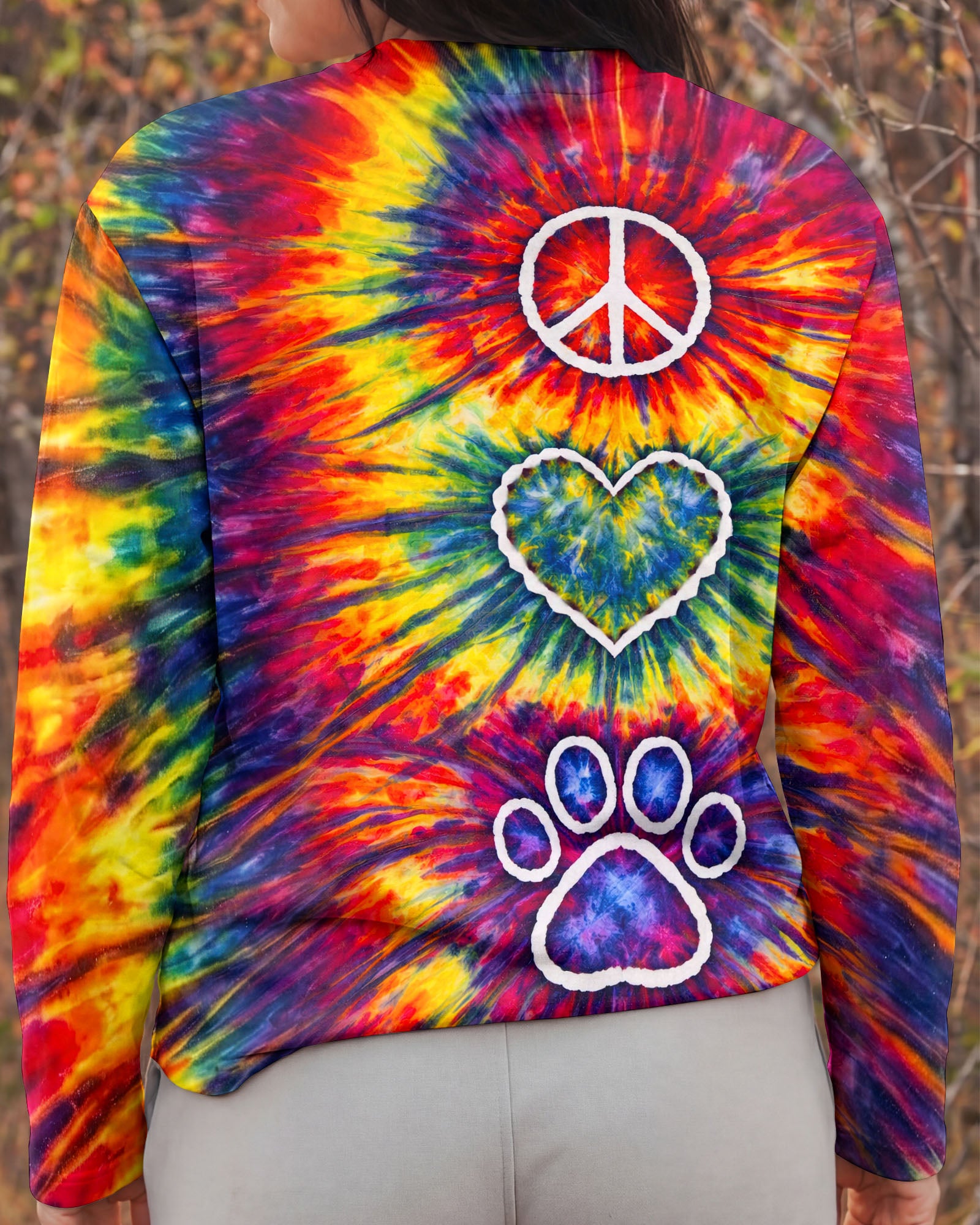 PEACE LOVE PAW PRINT COLORFUL SWIRL ALL OVER PRINT - TLNT3003262