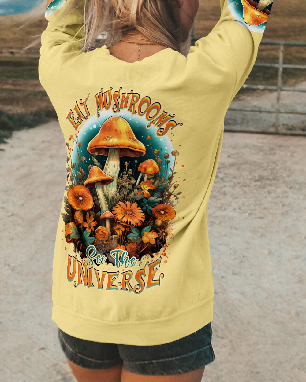 EAT MUSHROOMS SEE THE UNIVERSE AUTUMN ALL OVER PRINT - TLNZ0808231