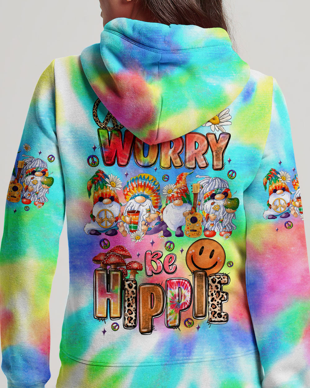 DON'T WORRY BE HIPPIE GNOME TIE DYE ALL OVER PRINT - TLNZ0809231