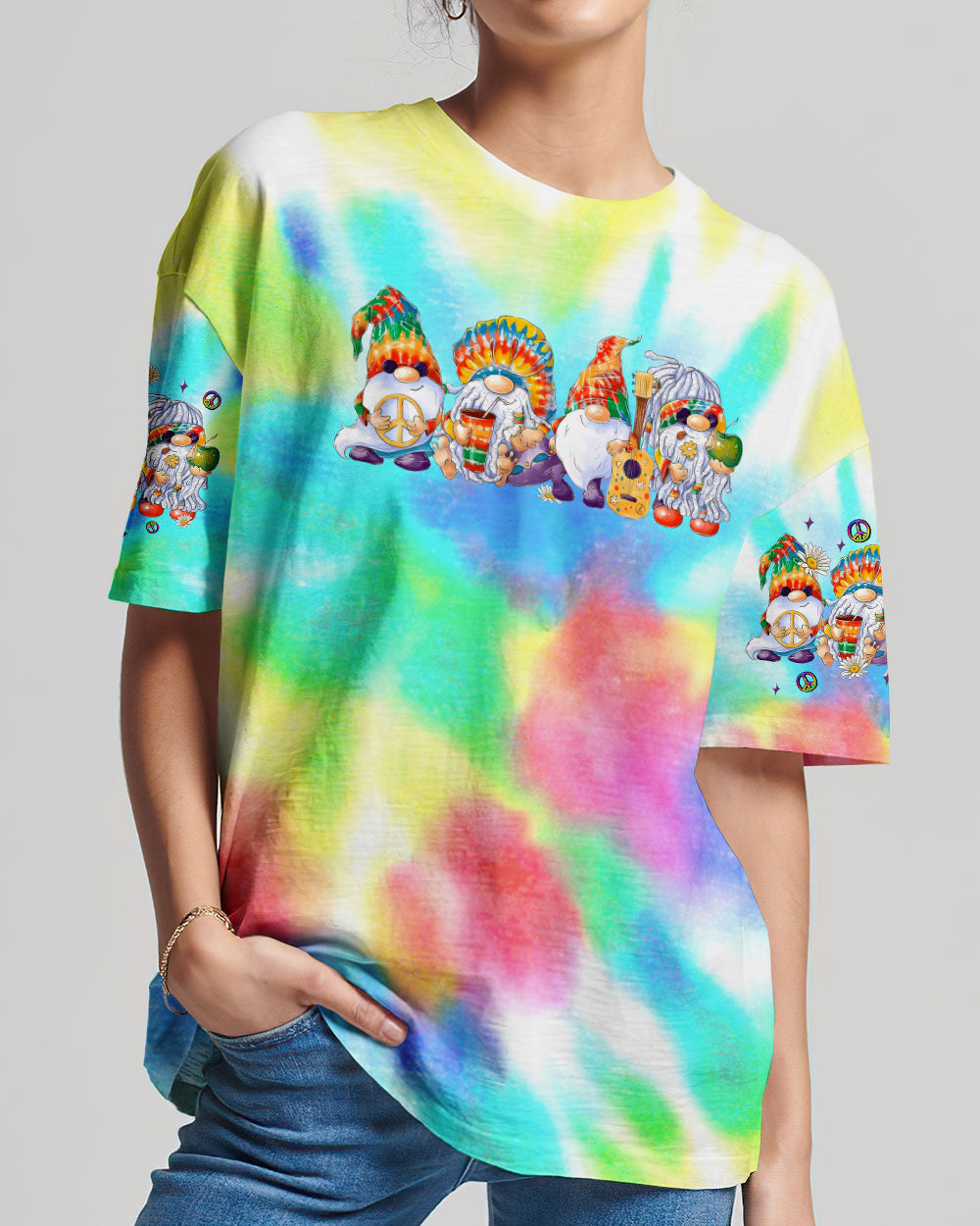 DON'T WORRY BE HIPPIE GNOME TIE DYE ALL OVER PRINT - TLNZ0809231