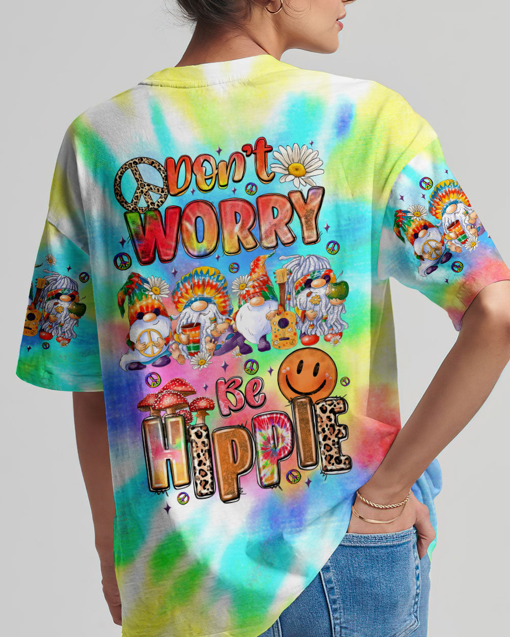 DON'T WORRY BE HIPPIE GNOME TIE DYE ALL OVER PRINT - TLNZ0809231