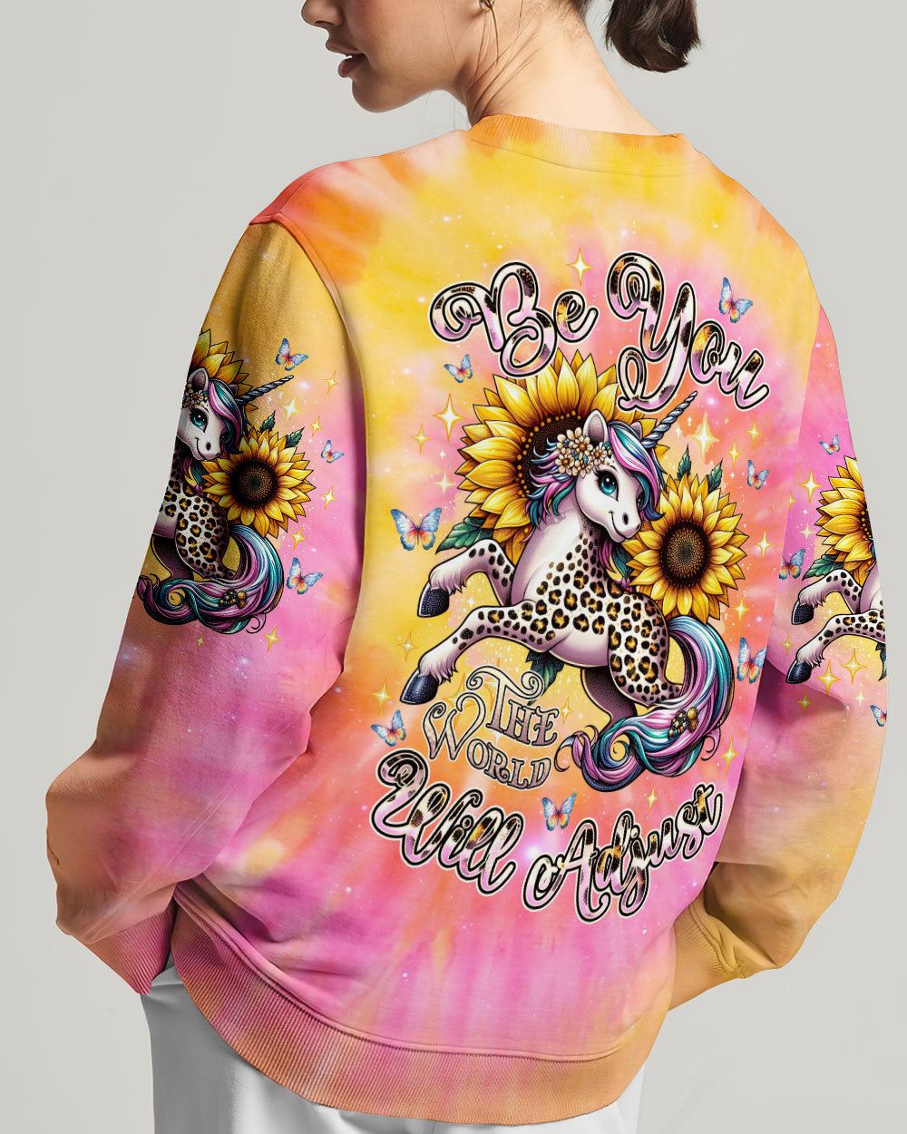 BE YOU THE WORLD WILL ADJUST UNICORN TIE DYE ALL OVER PRINT - TLNZ1304244
