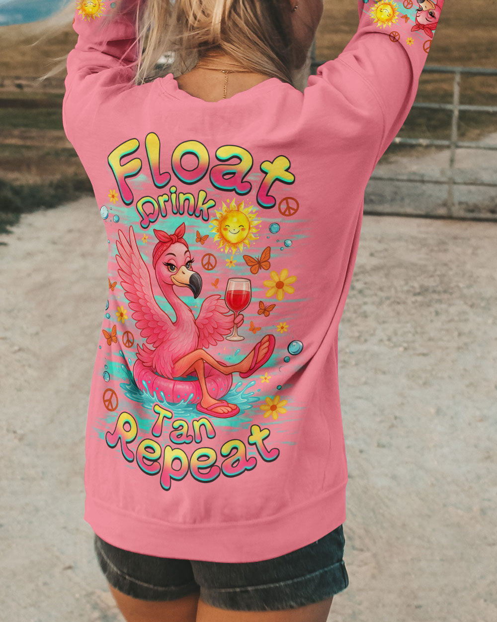 FLOAT DRINK TAN REPEAT FLAMINGO ALL OVER PRINT - TLNZ1604253