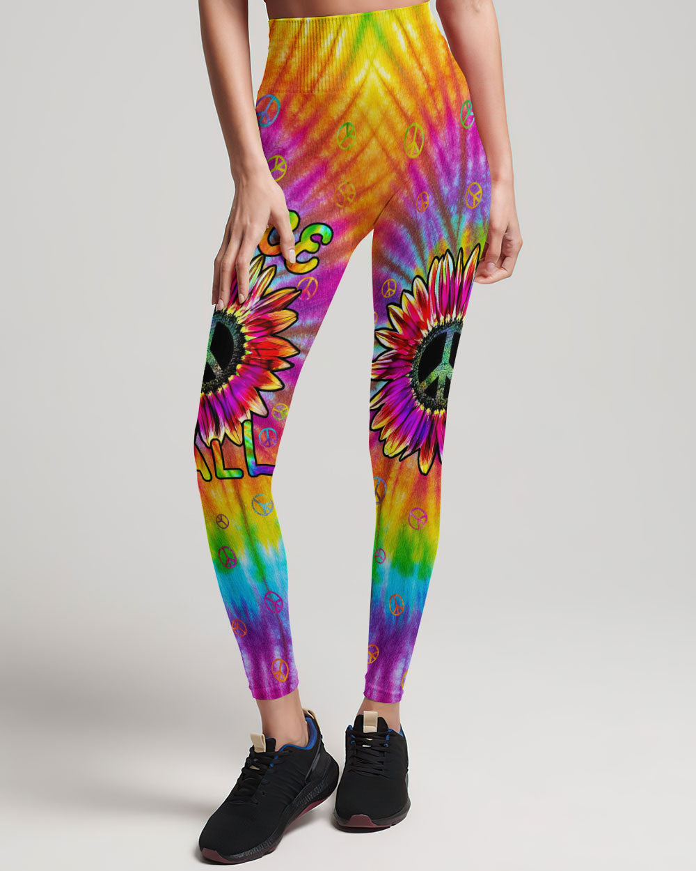 PEACE Y'ALL SUNFLOWER TIE DYE COLORFUL ALL OVER PRINT - TLNZ2006233