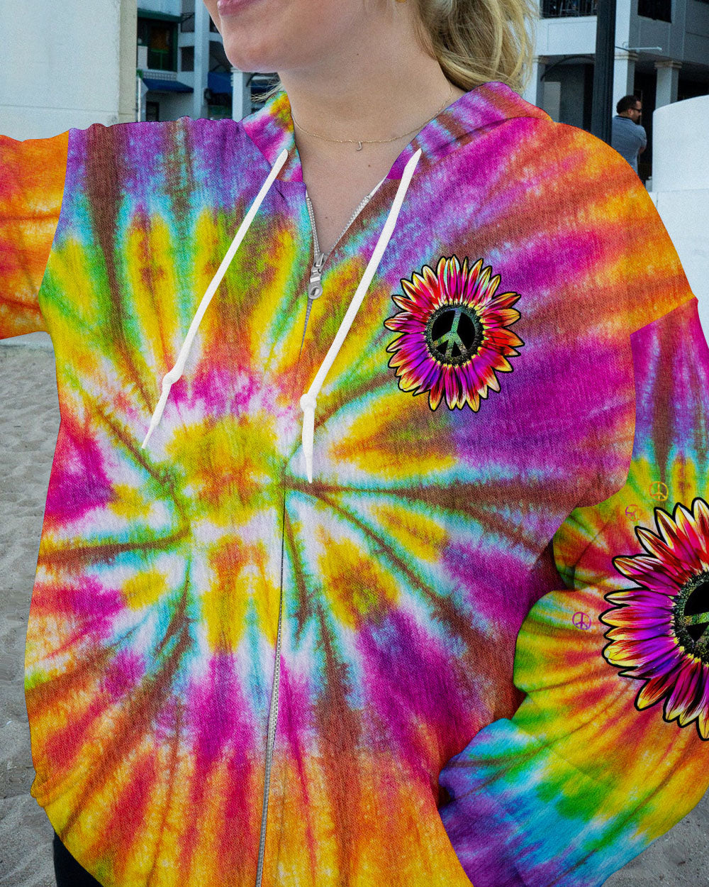 PEACE Y'ALL SUNFLOWER TIE DYE COLORFUL ALL OVER PRINT - TLNZ2006233