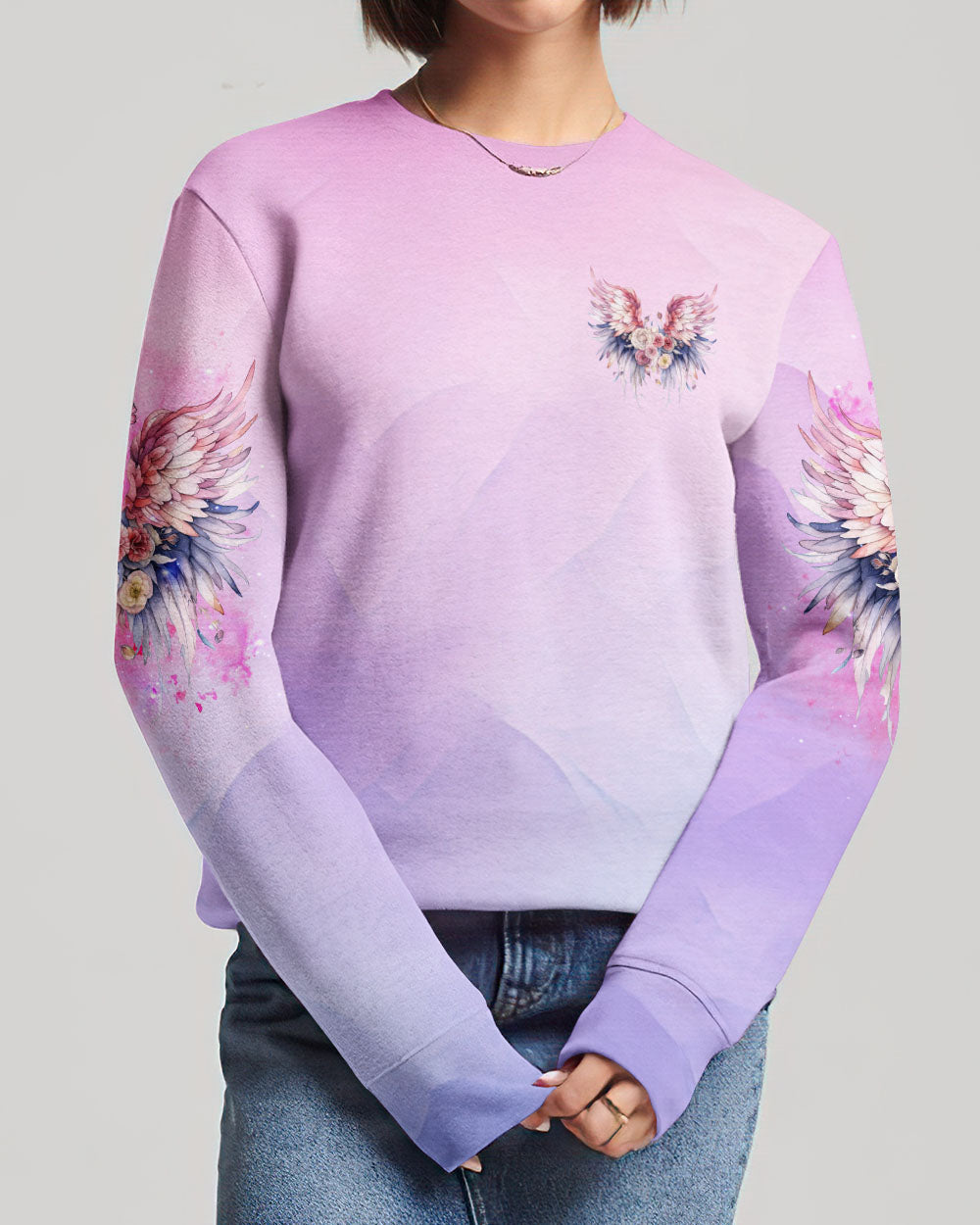 I BELIEVE THERE ARE ANGELS AMONG US WINGS FLORAL ALL OVER PRINT - TLNZ2602241