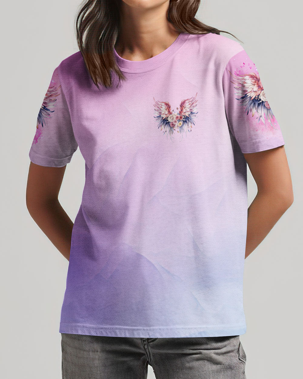 I BELIEVE THERE ARE ANGELS AMONG US WINGS FLORAL ALL OVER PRINT - TLNZ2602241