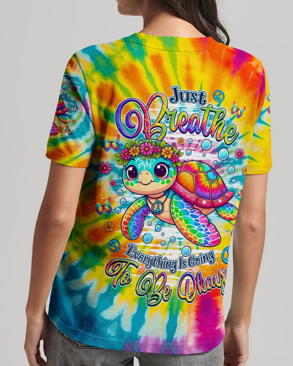 JUST BREATHE TURTLE TIE DYE ALL OVER PRINT - TLNZ2805242