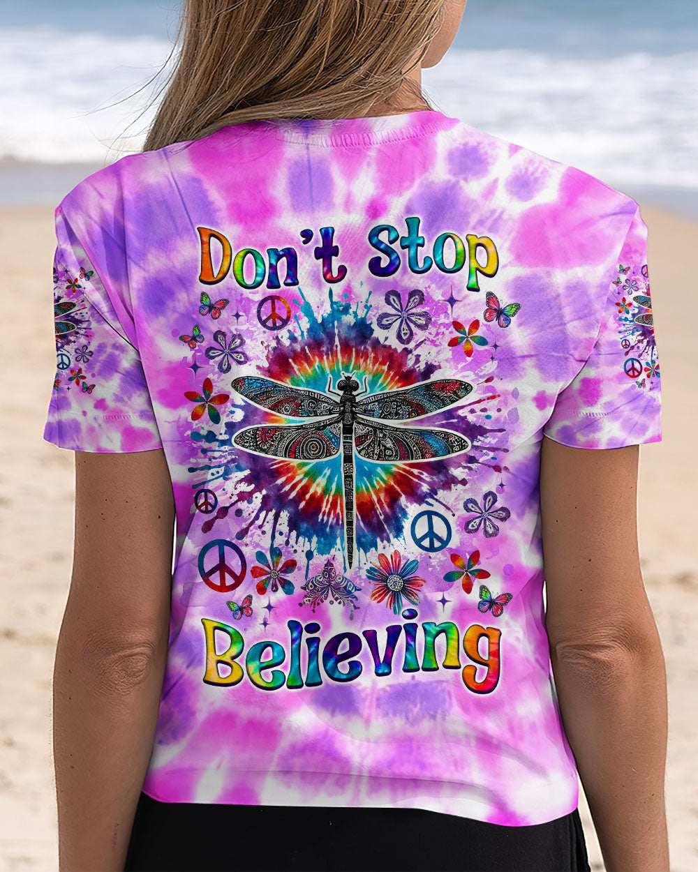 DON'T STOP BELIEVING DRAGONFLY  TIE DYE  ALL OVER PRINT - TLNZ2911243