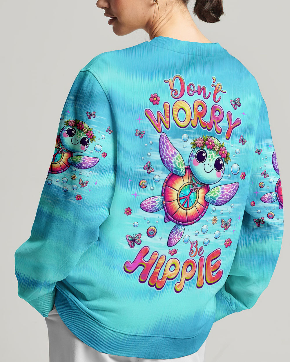 DON'T WORRY BE HIPPIE TURTLE ALL OVER PRINT - TLNZ3005244