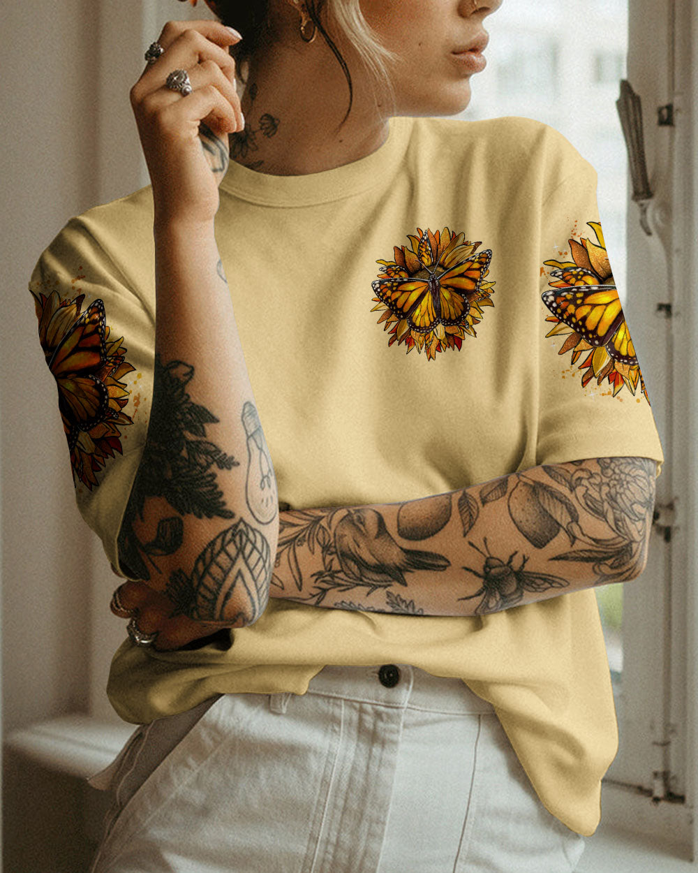 NEVER LOSE HOPE BUTTERFLY SUNFLOWER ALL OVER PRINT - TLNZ3105232