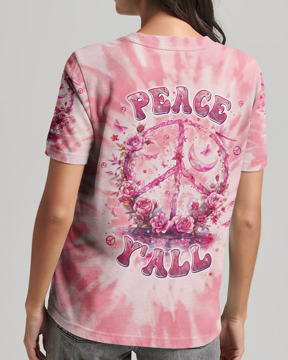 PEACE Y'ALL TIE DYE ALL OVER PRINT - TLPQ1204242