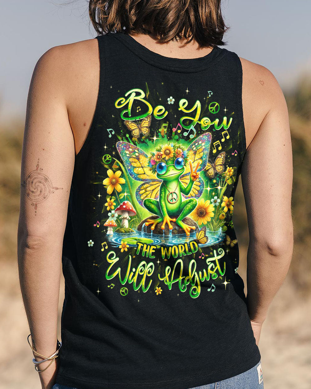 BE YOU THE WORLD WILL ADJUST FROG ALL OVER PRINT - TLPQ1410244