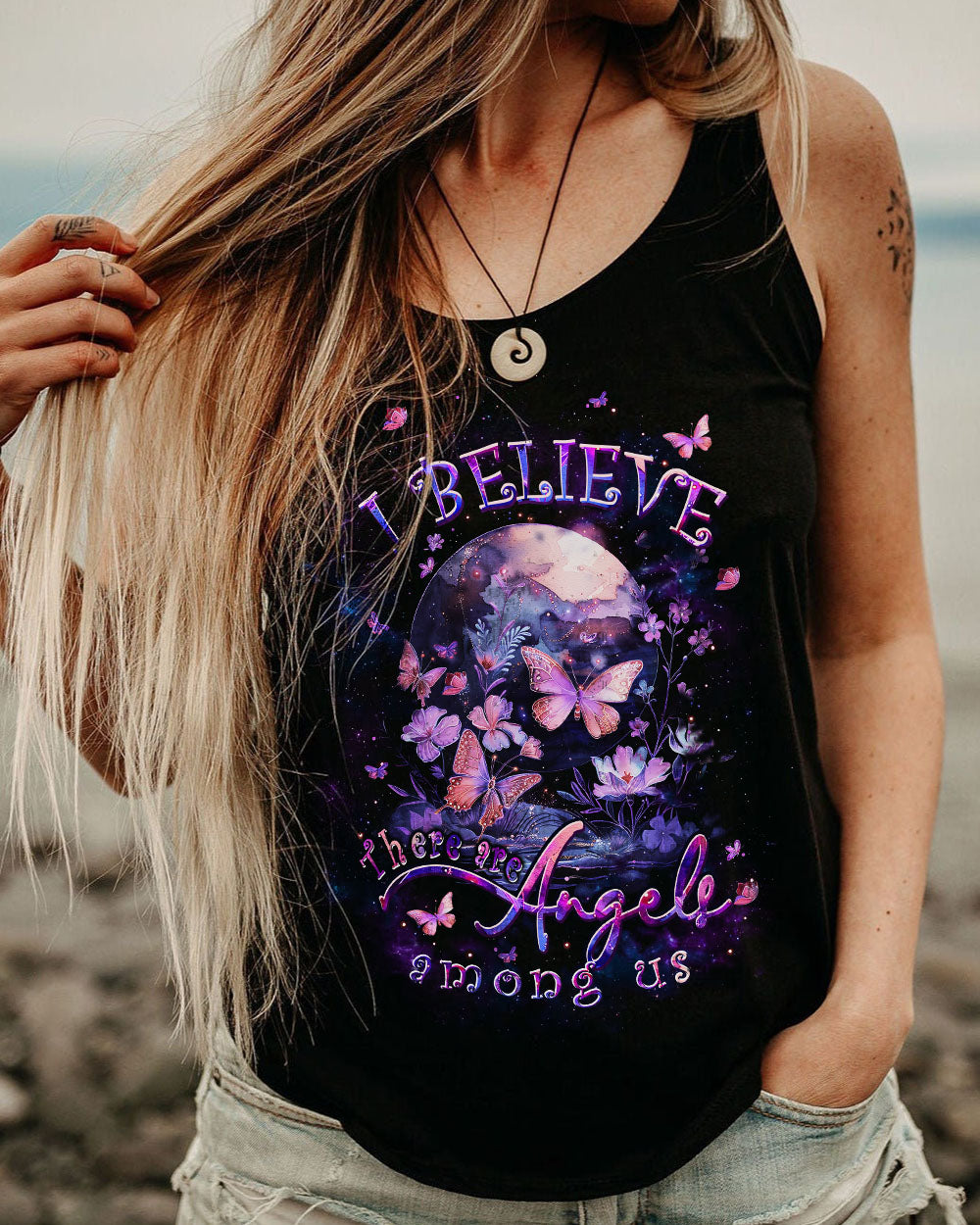 I BELIEVE THERE ARE ANGELS AMONG US BUTTERFLY ALL OVER PRINT - TLPQ1803241