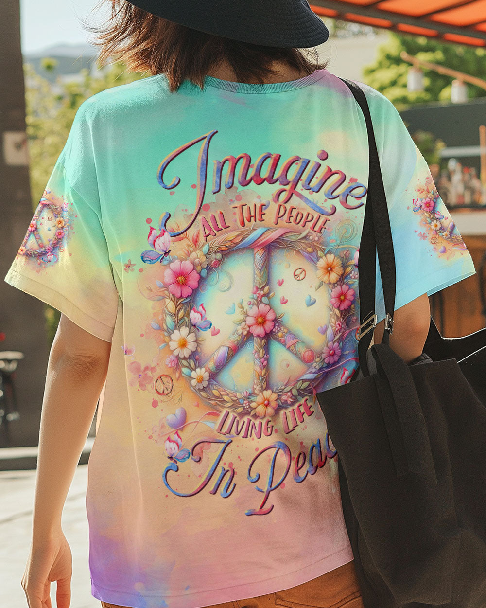 IMAGINE ALL THE PEOPLE LIVING LIFE IN PEACE TIE DYE ALL OVER PRINT  - TLTR0104254