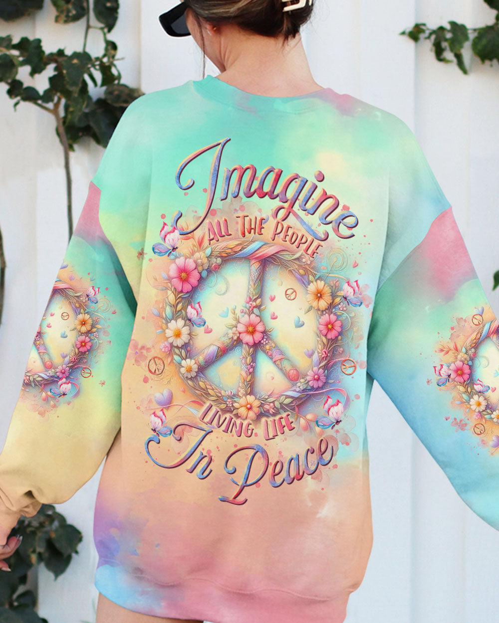 IMAGINE ALL THE PEOPLE LIVING LIFE IN PEACE TIE DYE ALL OVER PRINT  - TLTR0104254