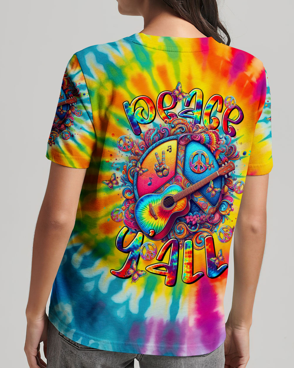 PEACE Y' ALL TIE DYE ALL OVER PRINT - TLTR0107243