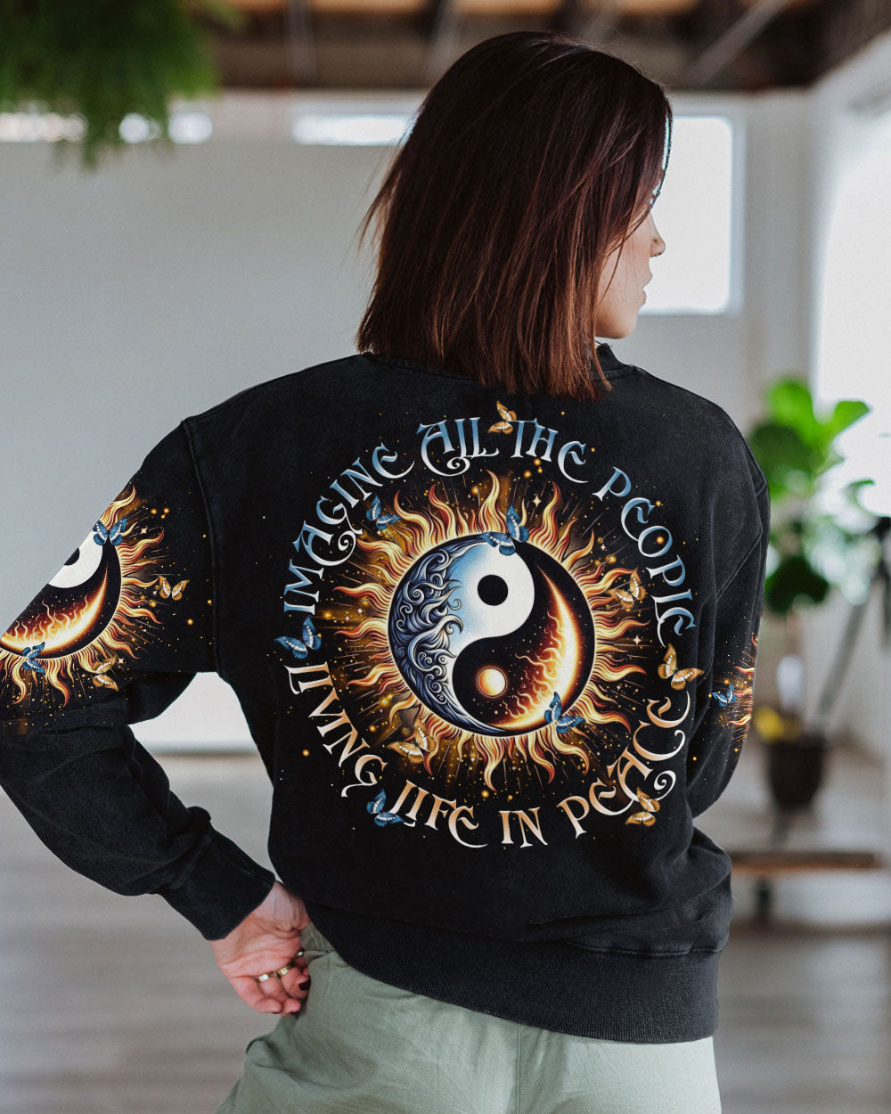IMAGINE ALL THE PEOPLE LIVING LIFE IN PEACE YINYANG ALL OVER PRINT  - TLTR0312244