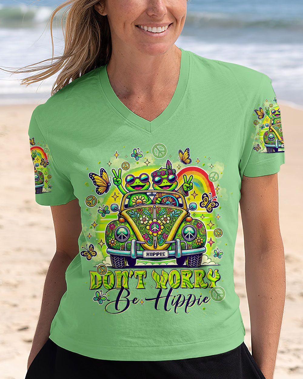 DON'T WORRY BE HIPPIE FROG CAR ALL OVER PRINT - TLTR0410242