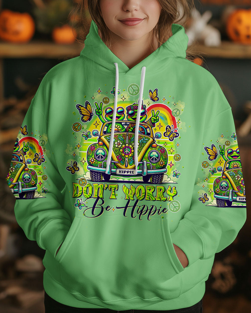 DON'T WORRY BE HIPPIE FROG CAR ALL OVER PRINT - TLTR0410242
