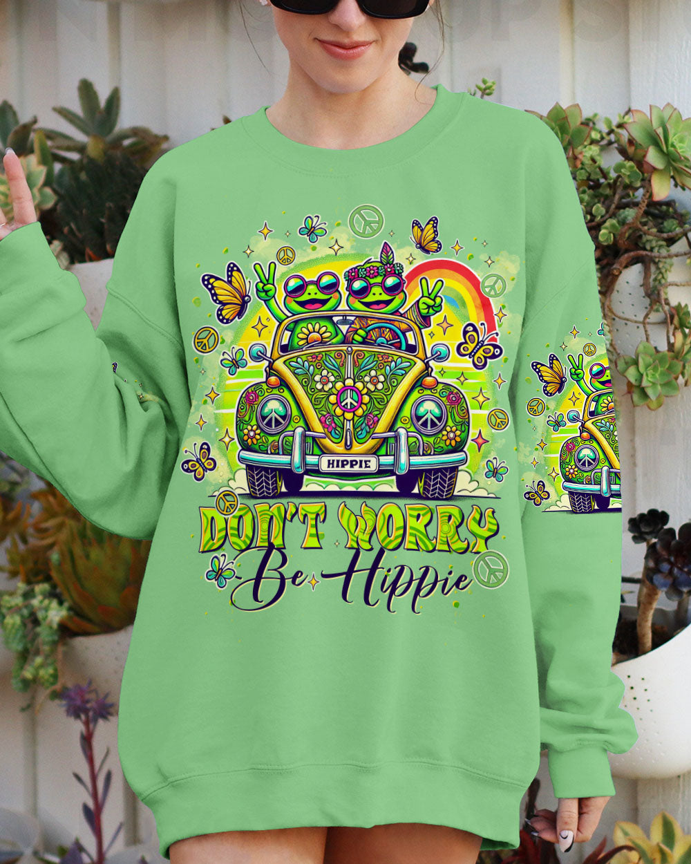DON'T WORRY BE HIPPIE FROG CAR ALL OVER PRINT - TLTR0410242