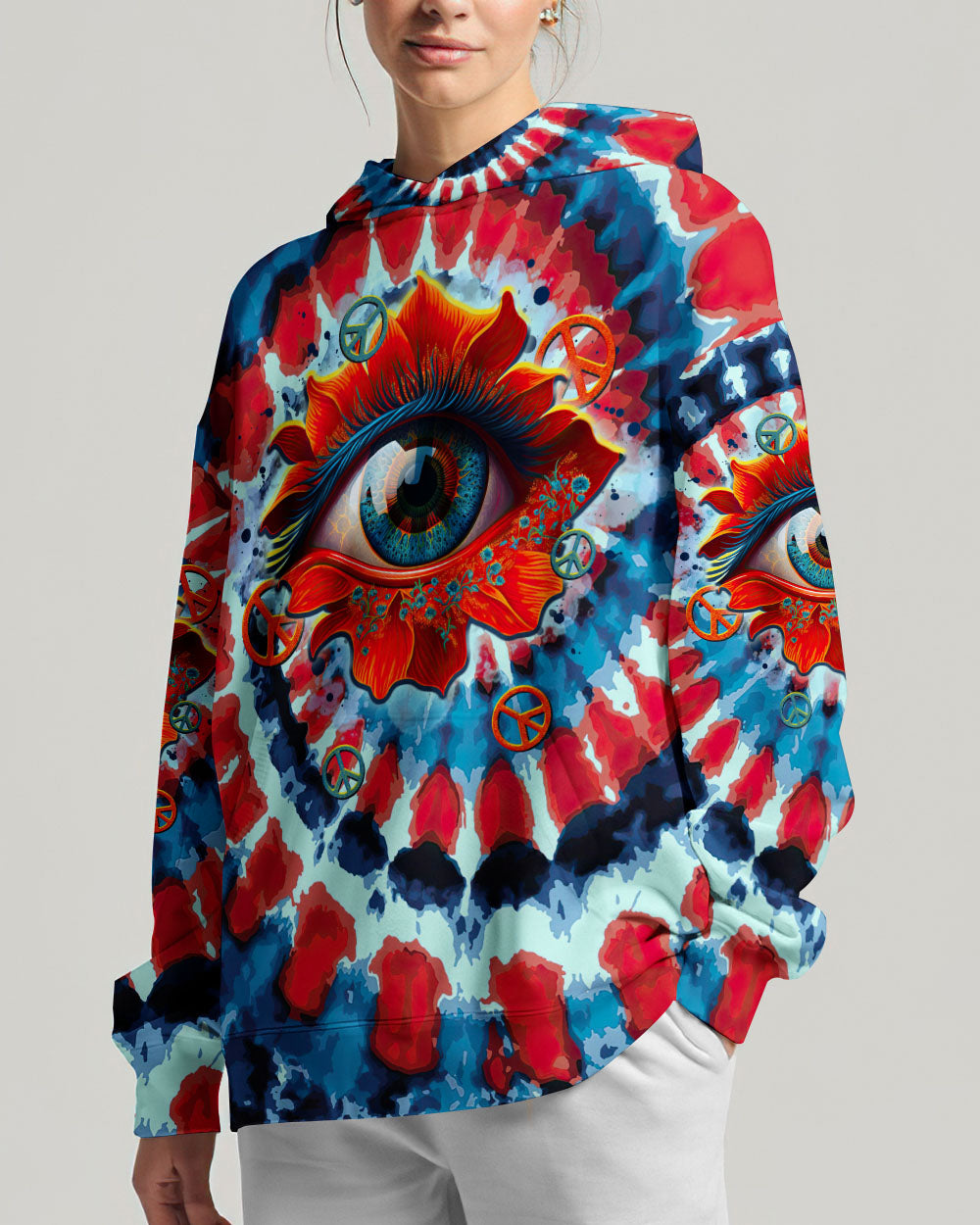 PEACE Y'ALL EYES FLOWER TIE DYE ALL OVER PRINT - TLTR0607238
