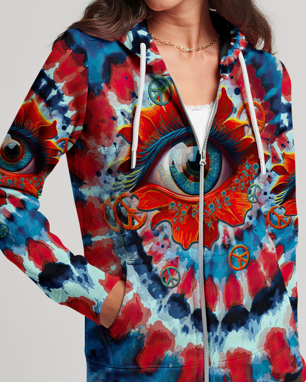 PEACE Y'ALL EYES FLOWER TIE DYE ALL OVER PRINT - TLTR0607238