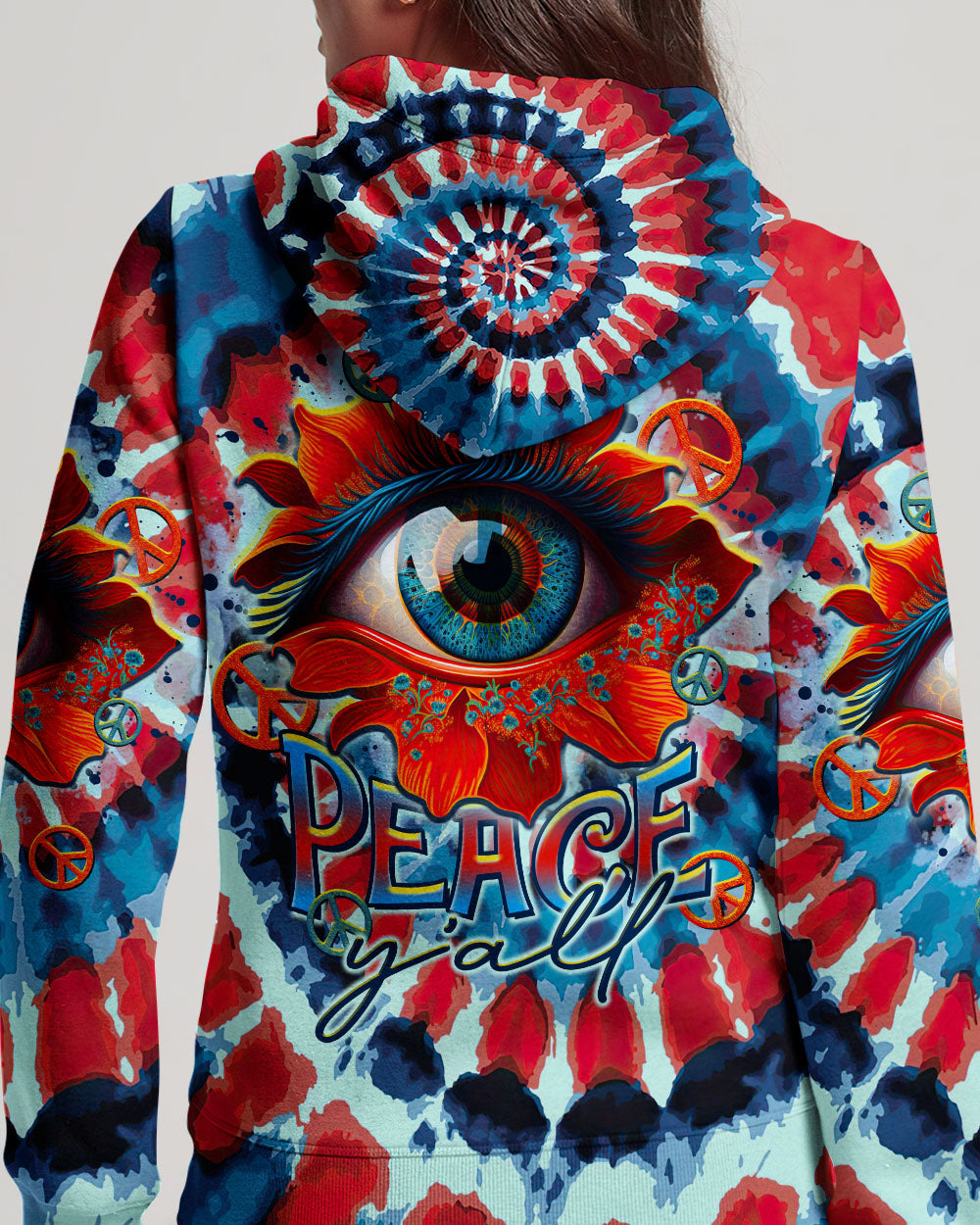 PEACE Y'ALL EYES FLOWER TIE DYE ALL OVER PRINT - TLTR0607238