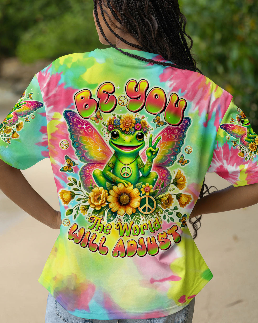 BE YOU THE WORLD WILL ADJUST FROG ALL OVER PRINT  - TLTR0904252