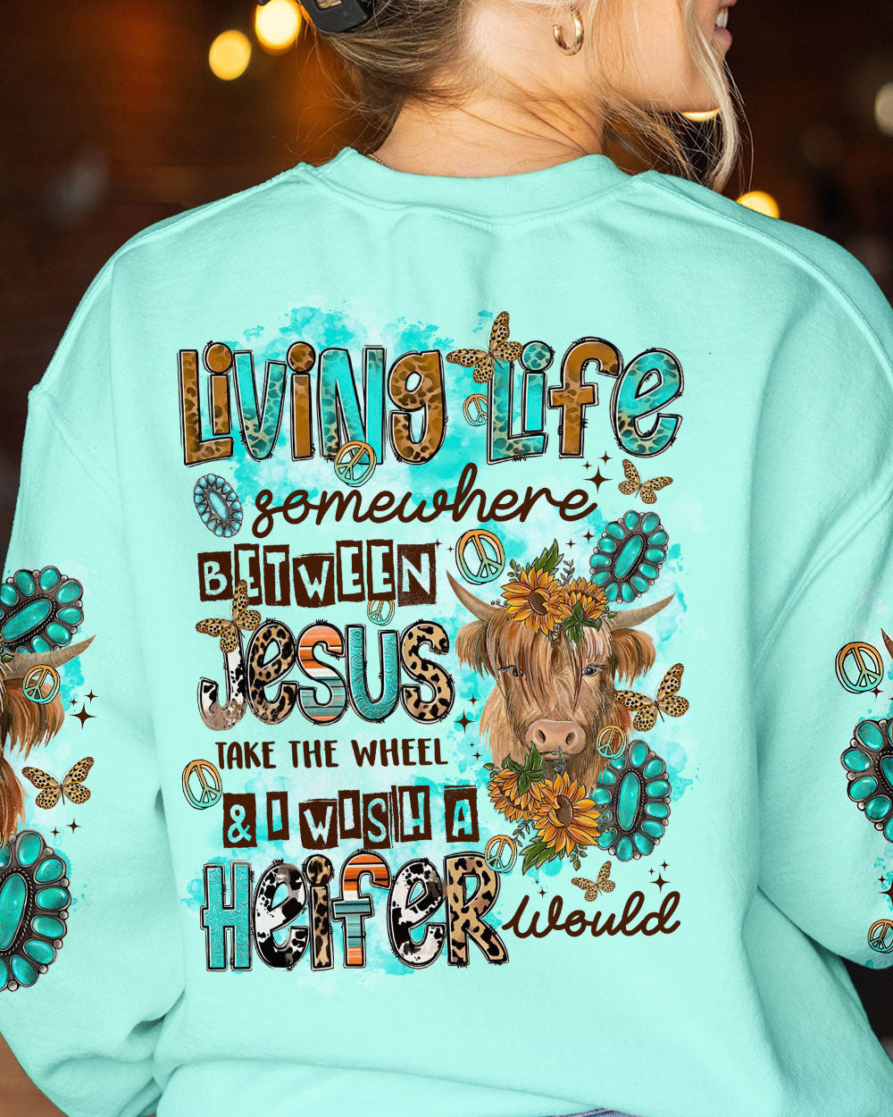LIVING LIFE SOMEWHERE BETWEEN JESUS COW ALL OVER PRINT - TLTR0909234