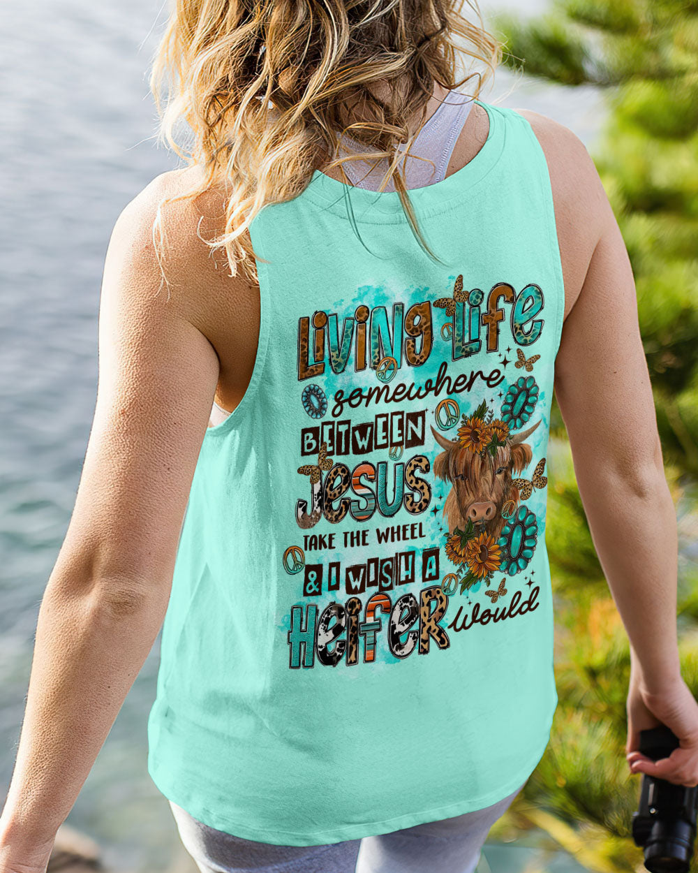 LIVING LIFE SOMEWHERE BETWEEN JESUS COW ALL OVER PRINT - TLTR0909234