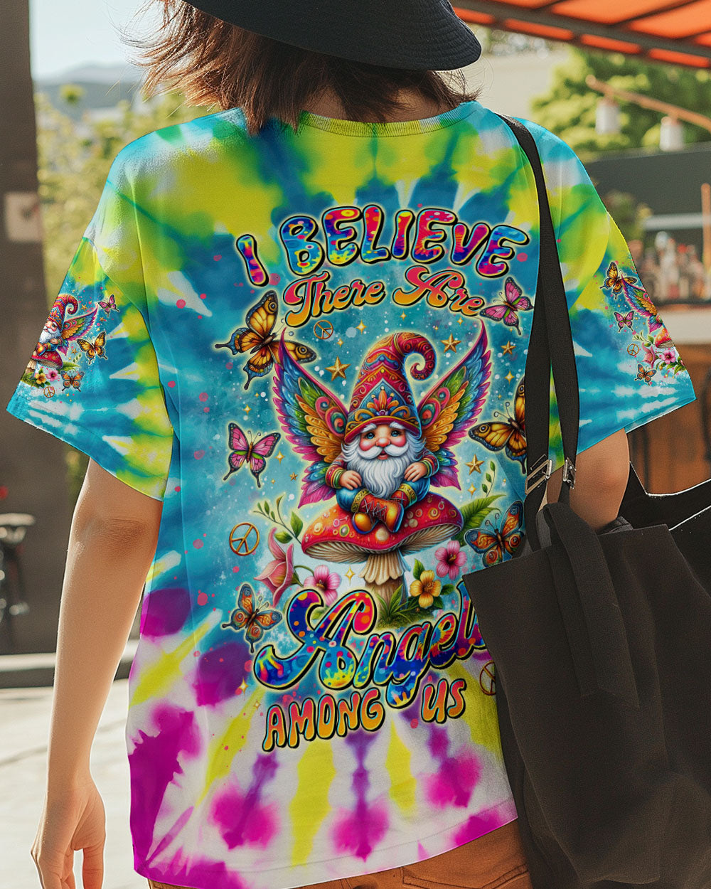 I BELIEVE THERE ARE ANGELS AMONG US GNOME WINGS TIE DYE  ALL OVER PRINT - TLTR1002253