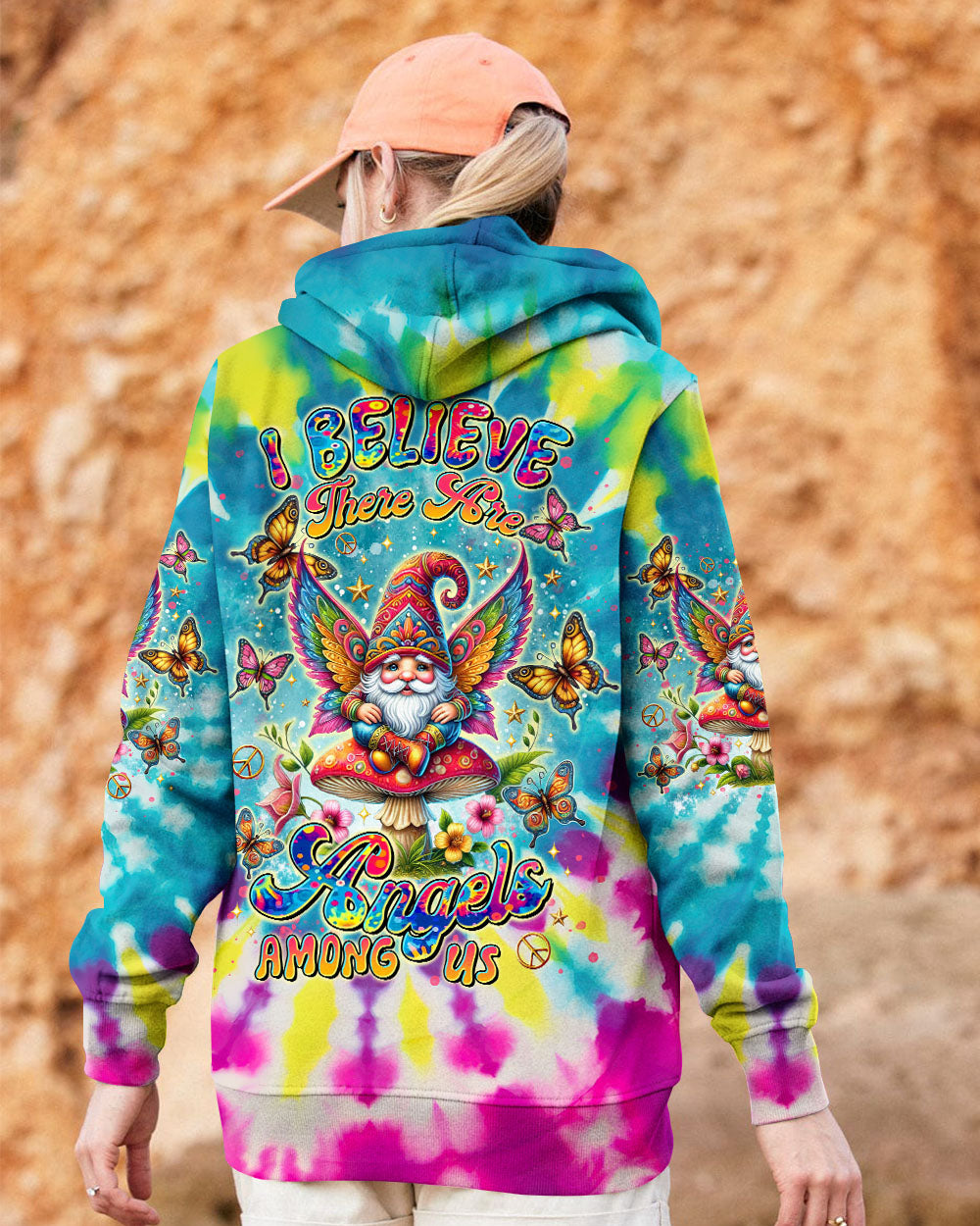 I BELIEVE THERE ARE ANGELS AMONG US GNOME WINGS TIE DYE  ALL OVER PRINT - TLTR1002253