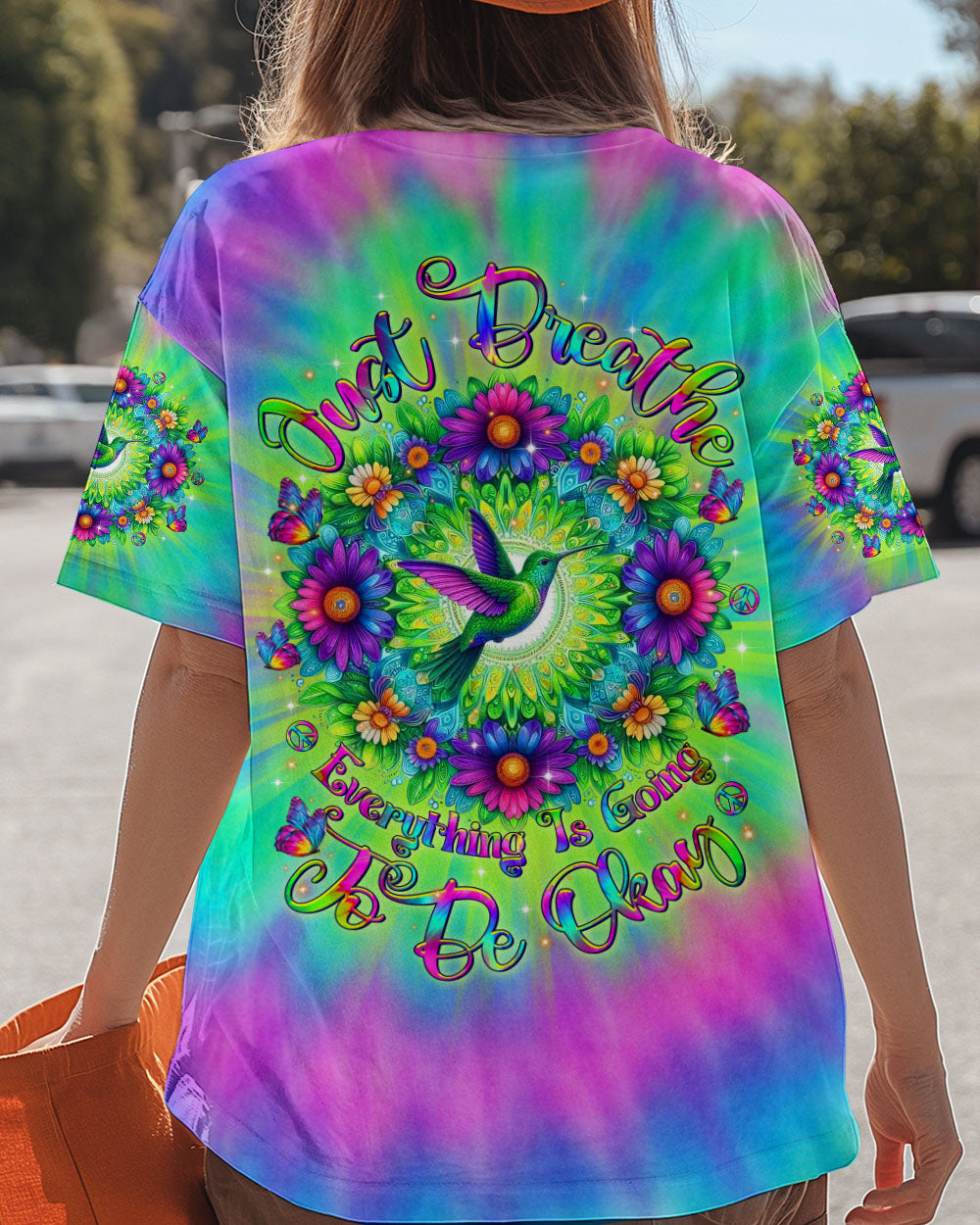 JUST BREATHE HUMMINGBIRD TIE DYE ALL OVER PRINT - TLTR1006252