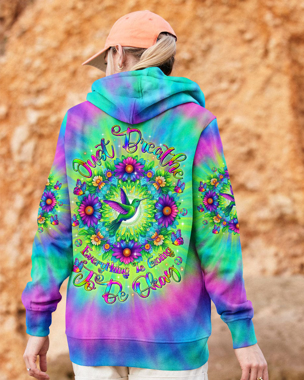 JUST BREATHE HUMMINGBIRD TIE DYE ALL OVER PRINT - TLTR1006252