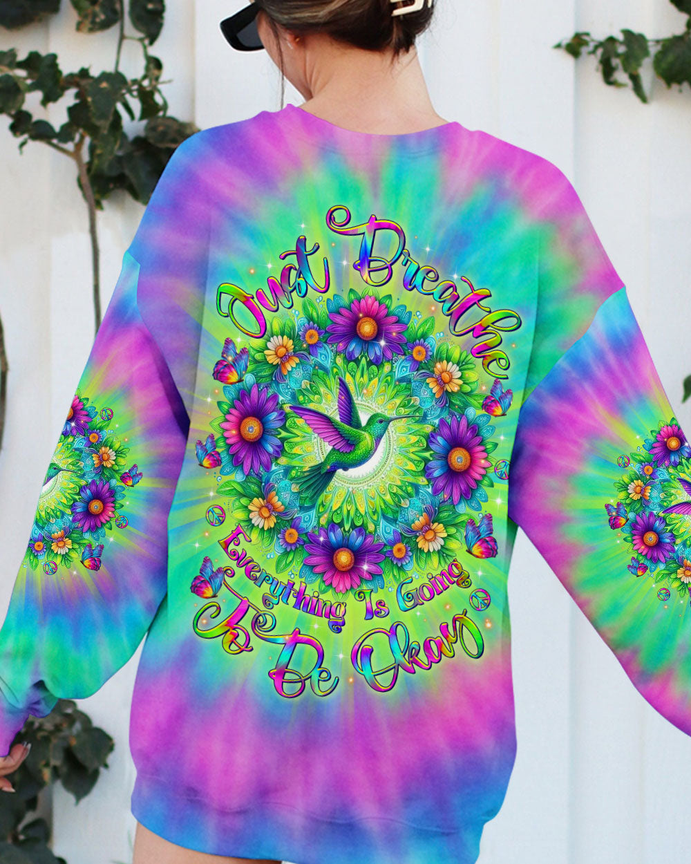 JUST BREATHE HUMMINGBIRD TIE DYE ALL OVER PRINT - TLTR1006252