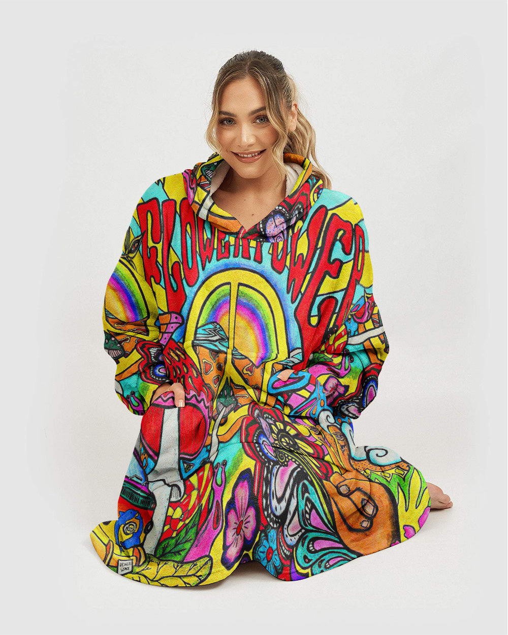 FLOWER POWER SHERPA BLANKET HOODIE - TLTR1108231