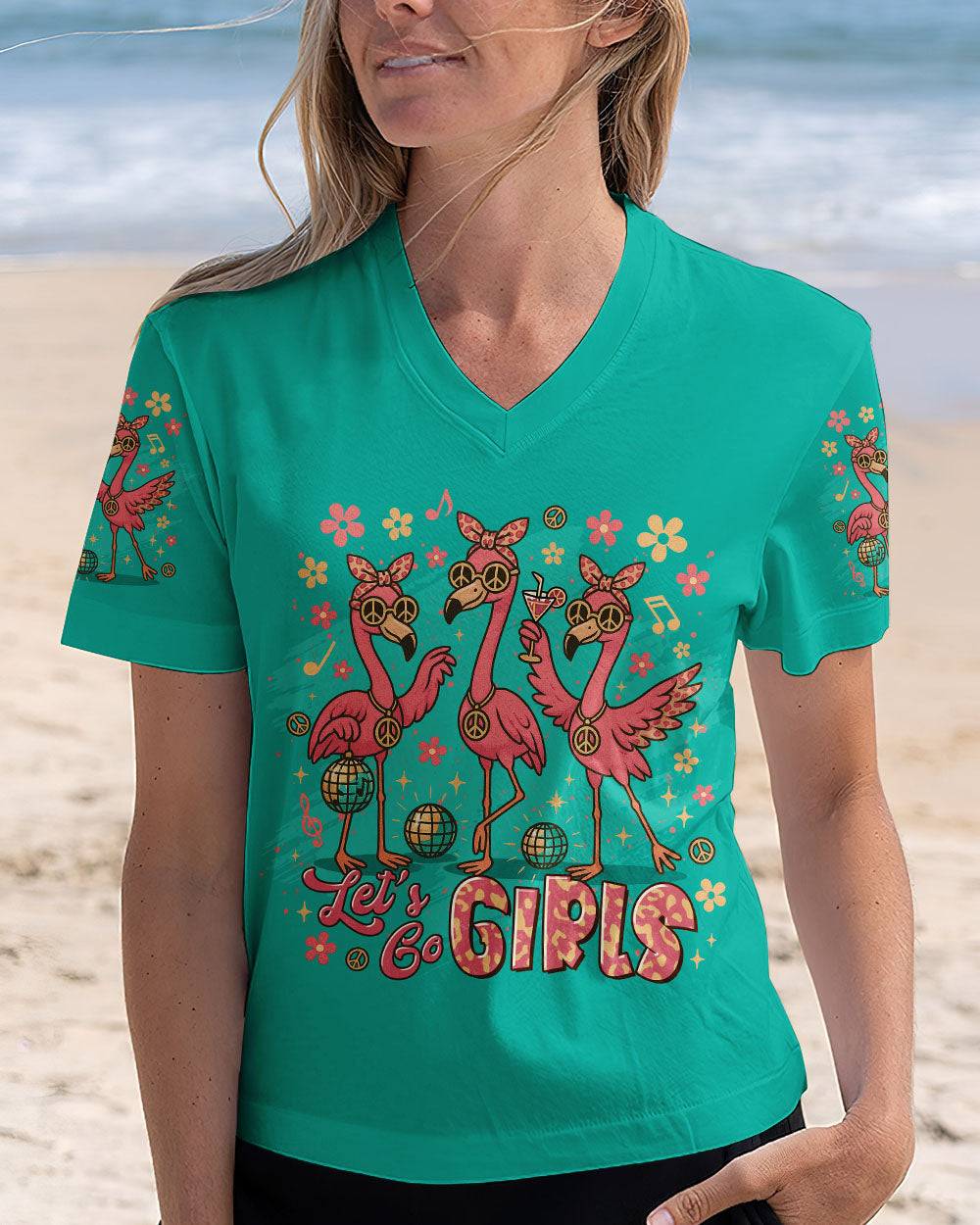 LET'S GO GIRLS LEOPARD FLAMINGO  ALL OVER PRINT  - TLTR1205251