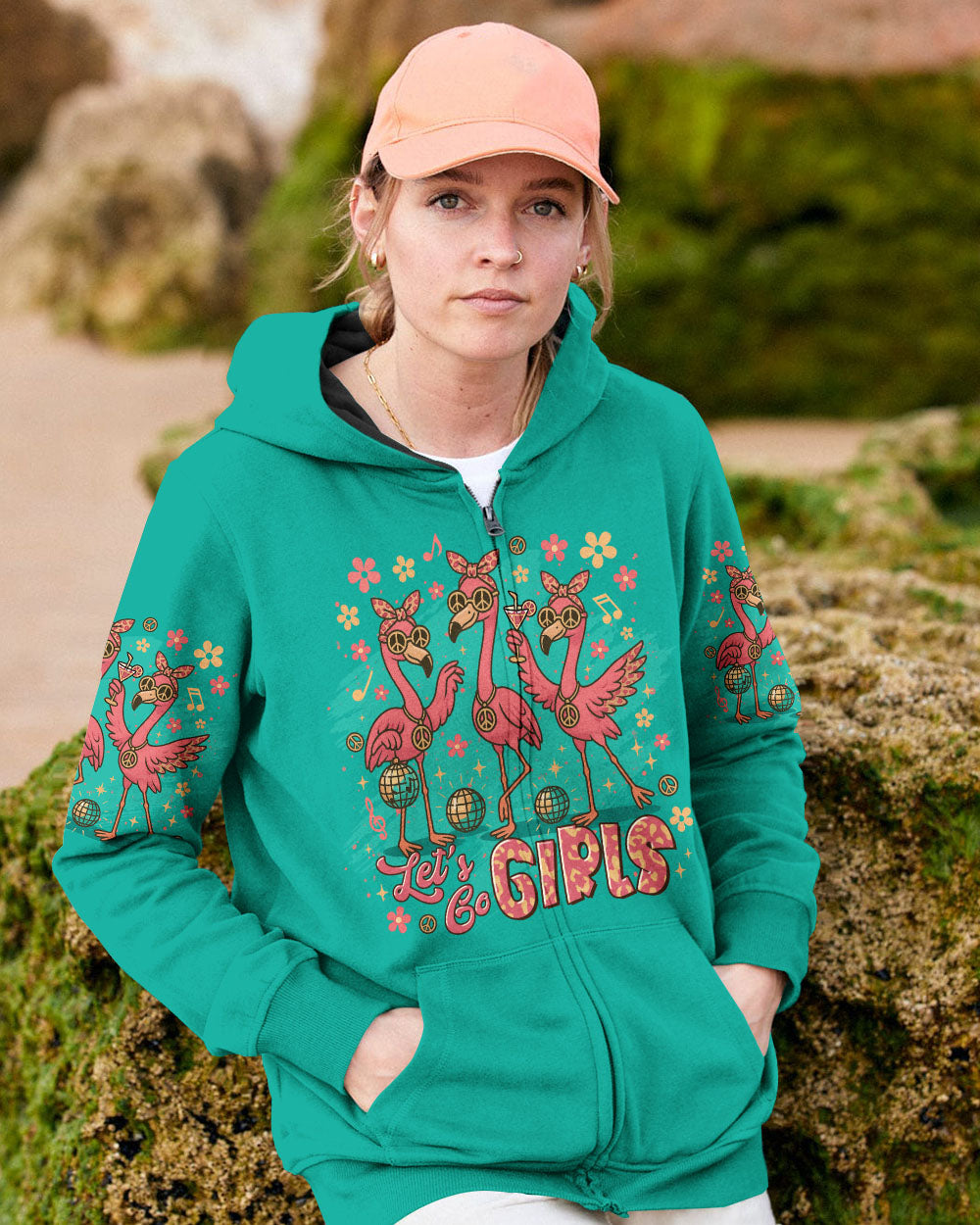 LET'S GO GIRLS LEOPARD FLAMINGO  ALL OVER PRINT  - TLTR1205251