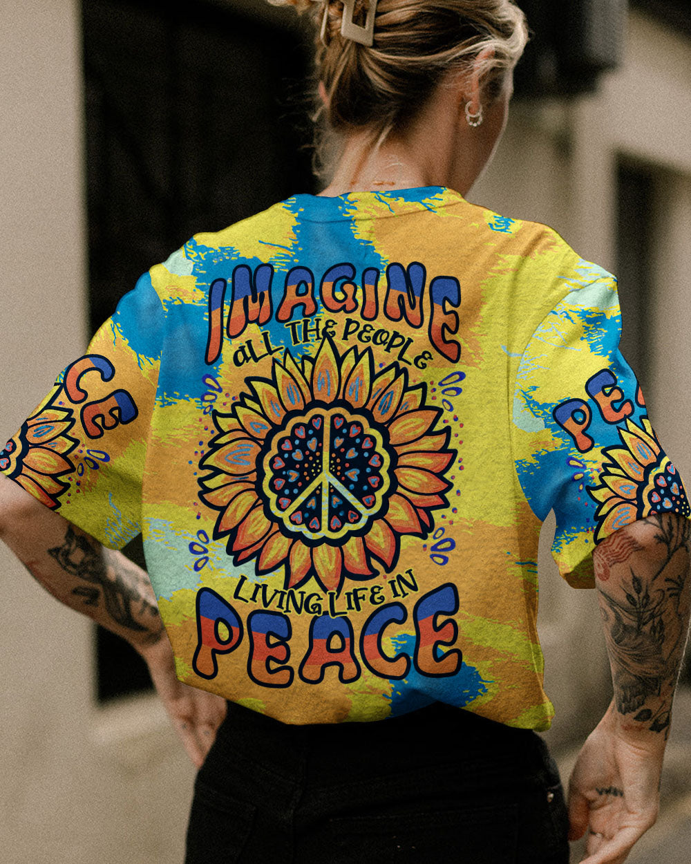 IMAGINE ALL THE PEOPLE LIVING LIFE IN PEACE TIE DYE ALL OVER PRINT - TLTR1306232
