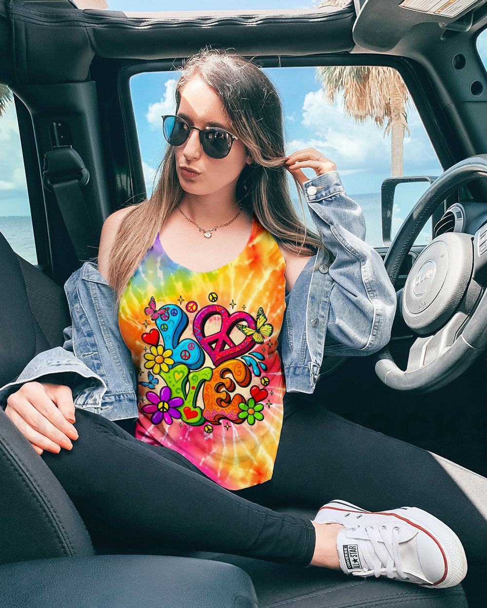 PEACE LOVE TIE DYE ALL OVER PRINT - TLTR1404254