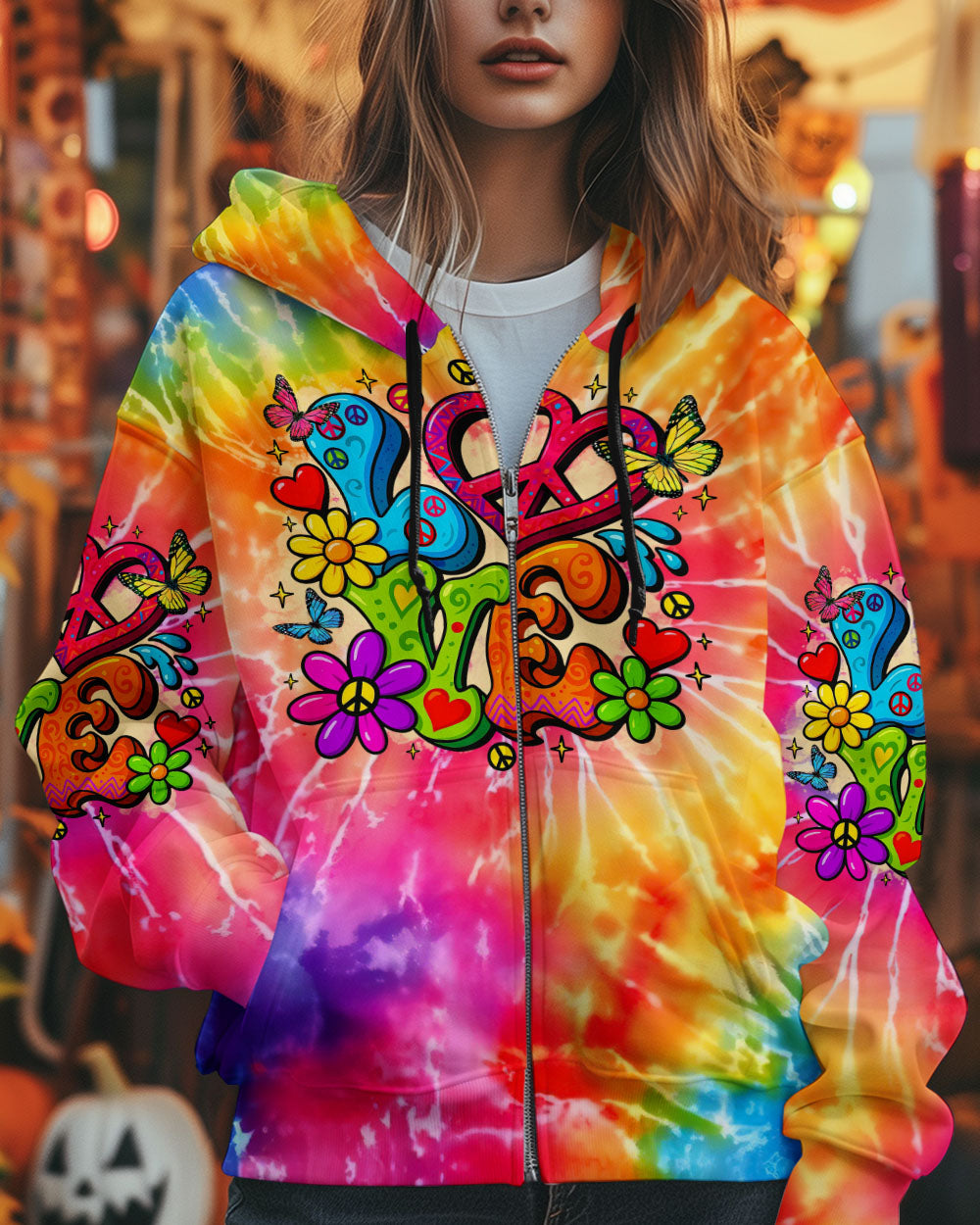 PEACE LOVE TIE DYE ALL OVER PRINT - TLTR1404254