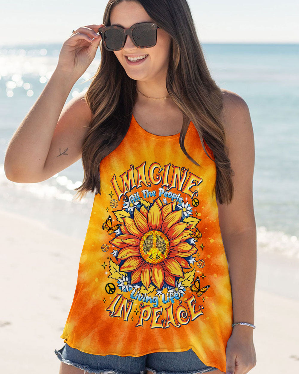 IMAGINE ALL THE PEOPLE LIVING LIFE IN PEACE SUNFLOWER ALL OVER PRINT   - TLTR1504254