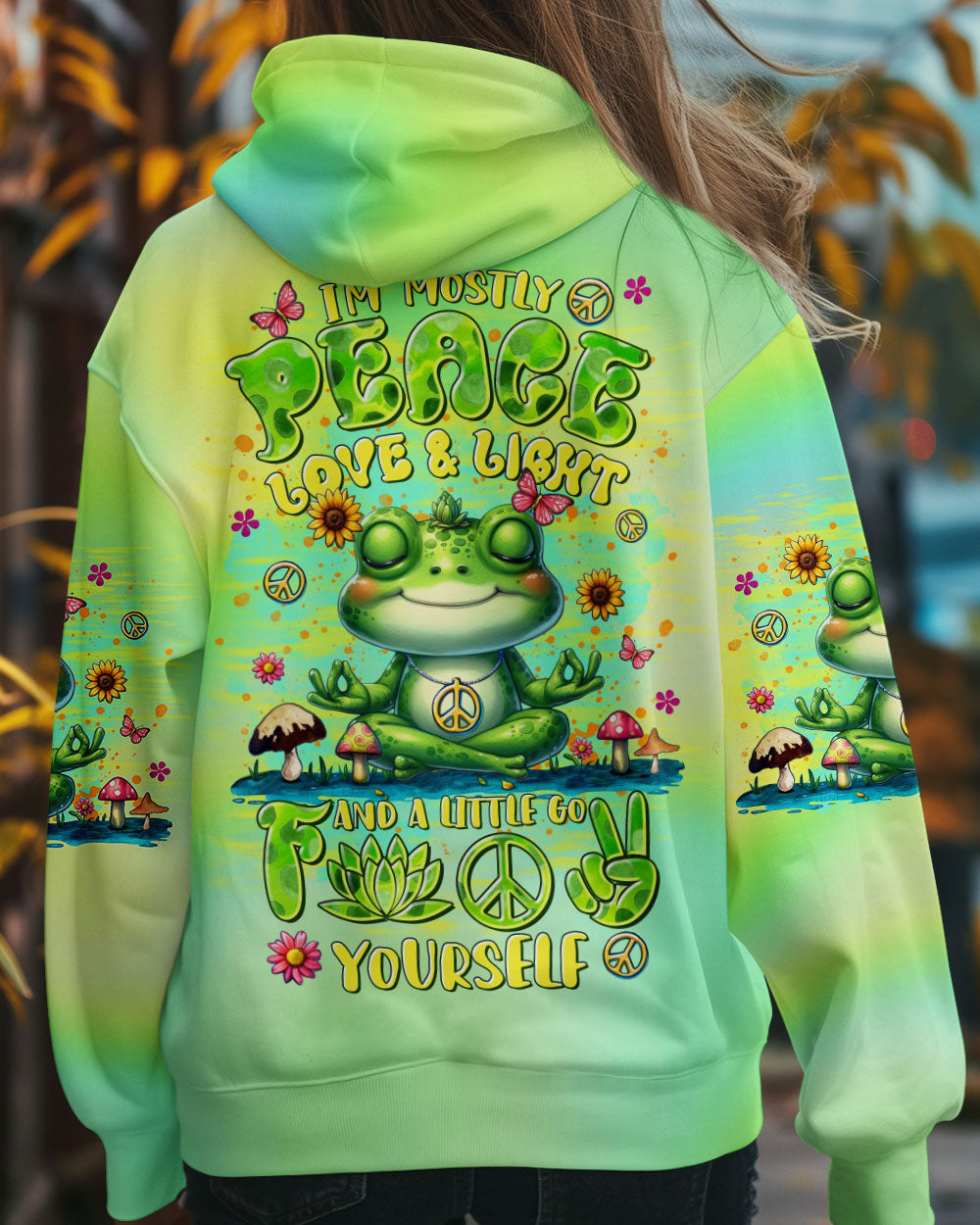 I'M MOSTLY PEACE LOVE AND LIGHT FROG ALL OVER PRINT - TLTR1609244