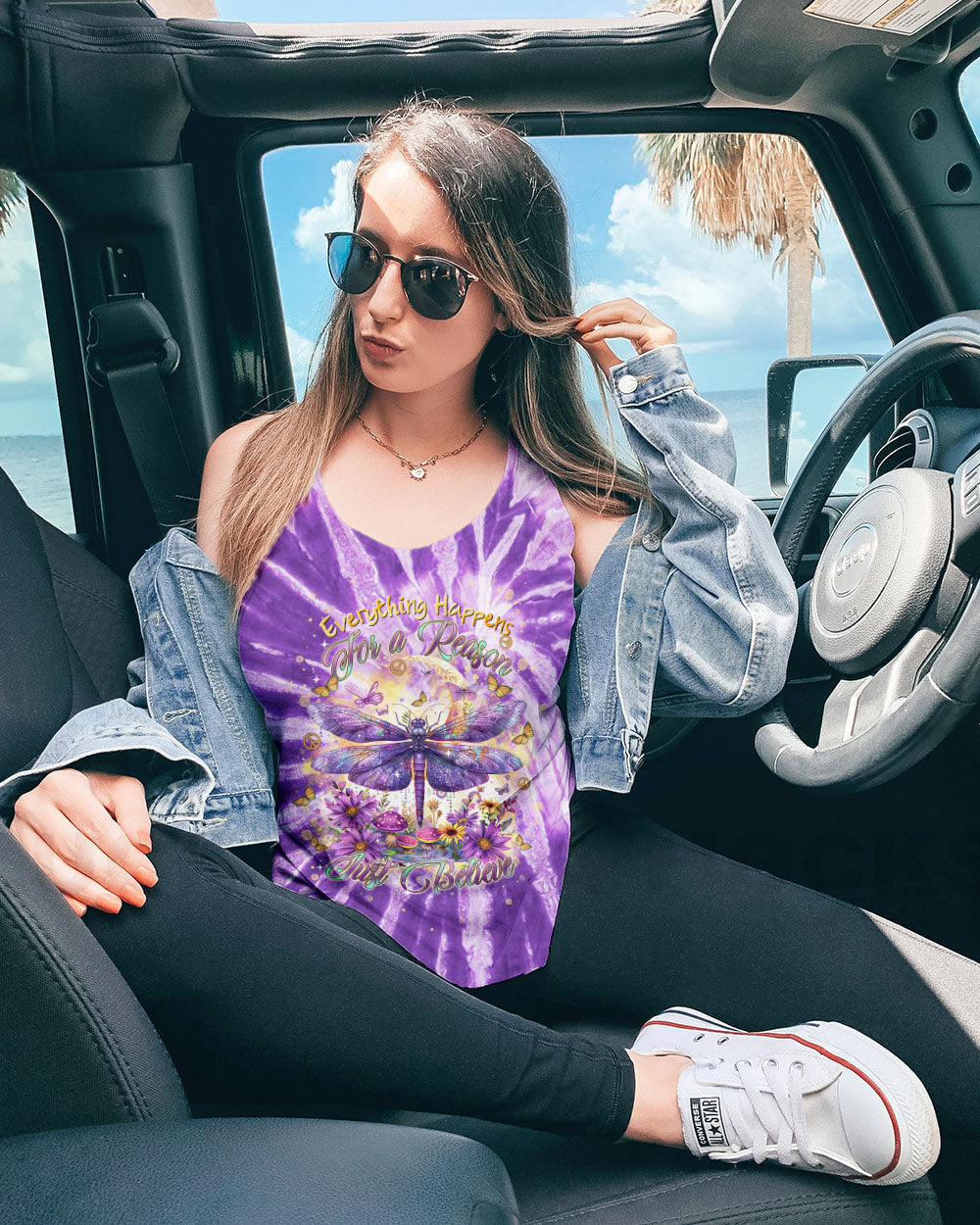 JUST BELIEVE DRAGONFLY TIE DYE ALL OVER PRINT - TLTR1701254